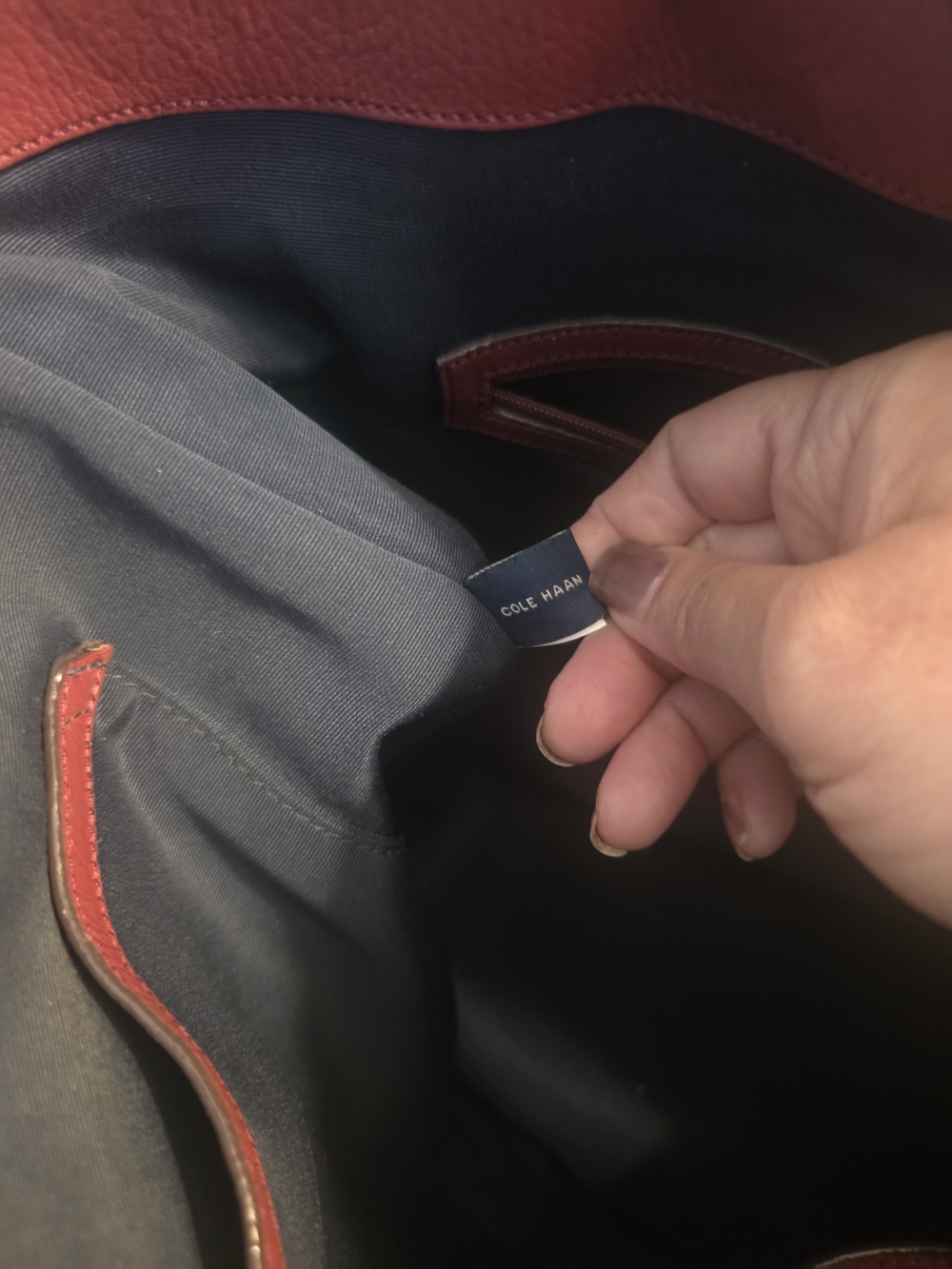 Cole Haan Burgundy Pebbled Leather Tote - Picture 4 of 4
